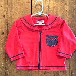Gymboree Red Jacket with Navy Polka Dot Pocket